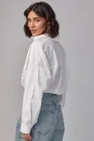 Подовжена жіноча сорочка в стилі oversize - білий колір, M