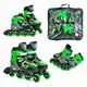 Ролики "Best Roller" размер 34-37/ цвет – ЗЕЛЕНЫЙ, колеса PU, ПЕРЕДНЕЕ КОЛЕСО СВЕТ, стелька 21.5-24 см, d колес – 7 см, в сумке
