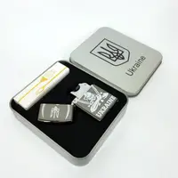 Дугова електроімпульсна запальничка USB Україна (металева коробка) HL-449. Колір: чорний