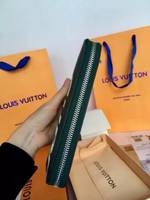 Гаманець Клатч в стилі Louis Vuitton 61702 Supreme на кнопці Зелений Портмоне