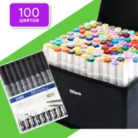 Маркери двосторонні Touch 100 кольорів і набір лайнерів 9 шт для ескізів і скетчів набір фломастерів