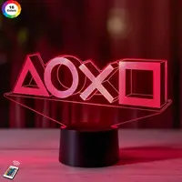 3D нічник "PlayStation" (ВОЛІЧНЕ ЗОБРАЖЕННЯ) + пульт ДК + мережевий адаптер + батарейки (3 ААА)  3DTOYSLAMP