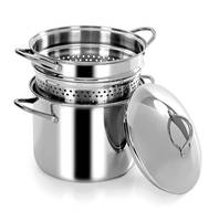 Кастрюля с крышкой для пасты без дна с термодиффузором Barazzoni Inox 401048022 22 см 6 л серебристая