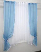 Кухонний комплект 280х170см, тюль і шторки з підв'язками. Колір блакитний з білим. Код 051к 52-0561