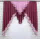 Кухонный комплект на карниз 1,5м. Цвет бордовый с розовым. Код 022к