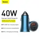 Адаптер автомобильный BASEUS Golden Contactor Pro Dual Quick Charger Car Charger |1USB/1Type-C, 5A/40W, QC/PD| (CCJD-0G)