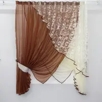 Кухонный комплект (300х170см.), шторки с подвязками. Цвет коричневый с бежевым. Код 063к 50-470