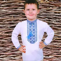 Вышиванка для мальчика Козачок с синей вышивкой 110