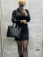 Черная — три отделения – формат А4 – стильная, удобная и элегантная сумка на каждый день (0486)