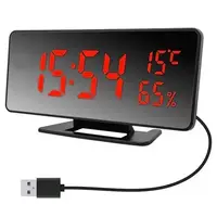 Часы настольные зеркальные VST-888Y-1 USB с красным циферблатом, часы электронные светящиеся