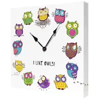 Часы настенные на холсте I like Owls! 35х35х4,2 см CH_K_14I002