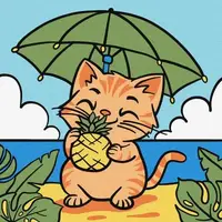 Картина по номерам "Котик и ананас" 25х25 см