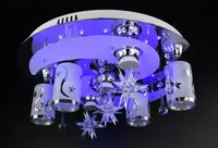 Люстра стельова Космос з кольоровим LED підсвічуванням та авто відключенням з пультом 25244 Хром 17х50х50 см.