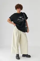 Футболка вільного фасону з вишитими написами - чорний колір, ONE SIZE