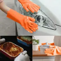 Хозяйственные силиконовые перчатки для уборки и мытья посуды Magic Silicone Gloves Оранжевый