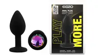 Силиконовая анальная пробка EGZO - Silicone Black Round Plug Rainbow, size S