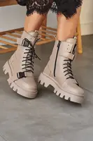 Женские ботинки кожаные зимние бежевые Abbi 21021-04 на меху 40