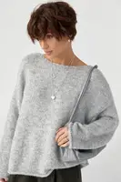 В'язаний мохеровий джемпер із широкими рукавами - сірий цвет, ONE SIZE