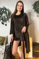 Комплект пижама с шортами и халат Кш1550ш Шоколадный