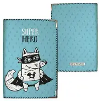 Обложка на паспорт Super hero на голубом фоне (ткань)
