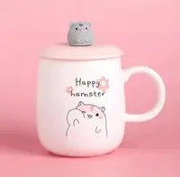 Кружка с крышкой и ложкой Хомяк Happy hamster 5895 400 мл белая