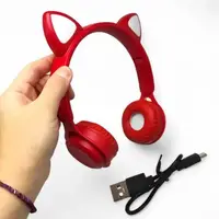 Навушники бездротові, підсвічування, Bluetooth, (ЧЕРВОНІ)