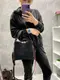 Черная с красным внутри - натуральный замш - три отделения - сумка Lady Bags с двумя съемными ремнями (0267-1)