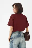 Жіноча футболка з бантиками - бордо колір, ONE SIZE