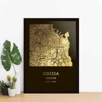 Постер "Одесса / Odessa" фольгированный А3, Черный-золотой, А3, английский