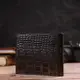 Оригинальное мужское портмоне из натуральной фактурной кожи с тиснением под крокодила CANPELLINI 21784 Темно коричневое