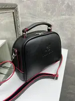 Чорний з червоним краєм — молодіжний каркасний клатч Lady Bags з двома блискавками 0334