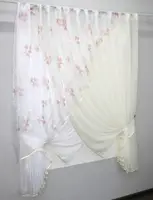 Кухонний комплект (300х170см.), шторки з підв'язками. Колір білий з молочним. Код 063к 52-0495