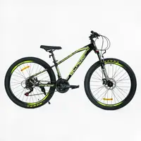 Велосипед спортивный Corso Blade 26", рама алюминиевая 13", оборудование Shimano, 21 скорость, собран на 75%. Black and yellow (154905)