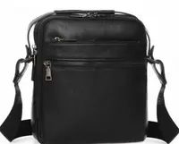 Мужская сумка из натуральной кожи Tiding Bag черная
