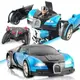 МАШИНКА ТРАНСФОРМЕР АВТОБОТ BUGATTI ROBOT CAR SIZE СИНЯЯ С ПУЛЬТОМ