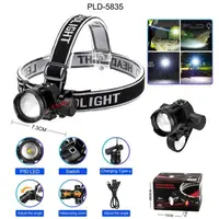 Фонарь налобный PLD-5835-P50 с велокреплением, аккумуляторный фонарь для рыбалки, водонепроницаемый