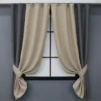 Комплект (2шт. 1,1х1,7м.) коротких штор, блекаут. Колір темно-сірий з бежевим. Код 032дк 12-0044