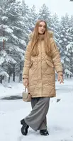 Куртка женская зимняя бежевая удлиненная П995