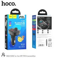 Адаптер автомобільний HOCO 50W In-Car BT FM transmitter DE2 2USB/1Type-C, QC/PD, 50W/3A|