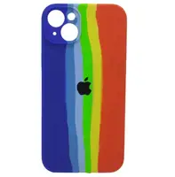 Силиконовый чехол для iPhone 13 - Rainbow, Разноцветный / Синий