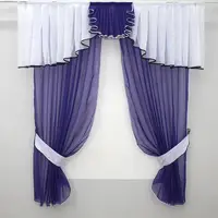 Кухонный комплект (150х170см.) шторки с ламбрекеном и подхватами. Цвет фиолетовый с белым. Код 103к 50-981