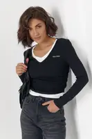 Лонгслів Miu Miu з ефектом подвійного шару - чорний цвет, ONE SIZE