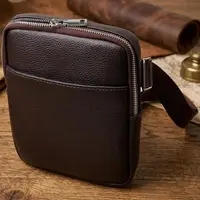 Мужская вертикальная сумка из натуральной кожи Vintage 22863 Коричневый