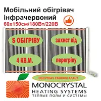 Обогреватель мобильный 60х150см/180Вт/220Вольт Monocrystal инфракрасный пленочный с защитой от перегрева МЭМ-180