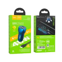 Адаптер автомобільний HOCO Type-C to Lightning Cable Tough dual port car charger Z48 |2Type-C, 40W/3A, PD/QC|
