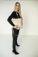 БЕЖ ТАУП — стьобана якісна містка сумка з додатковими зручними відділеннями (Луцьк, 708)