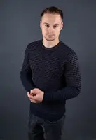 Чоловічий светр синій з коричневим Туреччина 56185 2XL