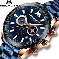 Годинник чоловічий наручний Megalith 8212M | Stainless Steel Band Black
