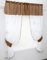 Кухонний комплект, (270х170см.) шторки з ламбрекеном і підхватами. Колір коричневий з білим. Код 084к 59-645