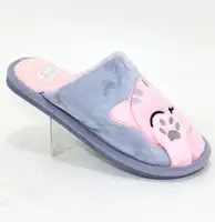 Домашние женские серые тапочки с котёнком серый